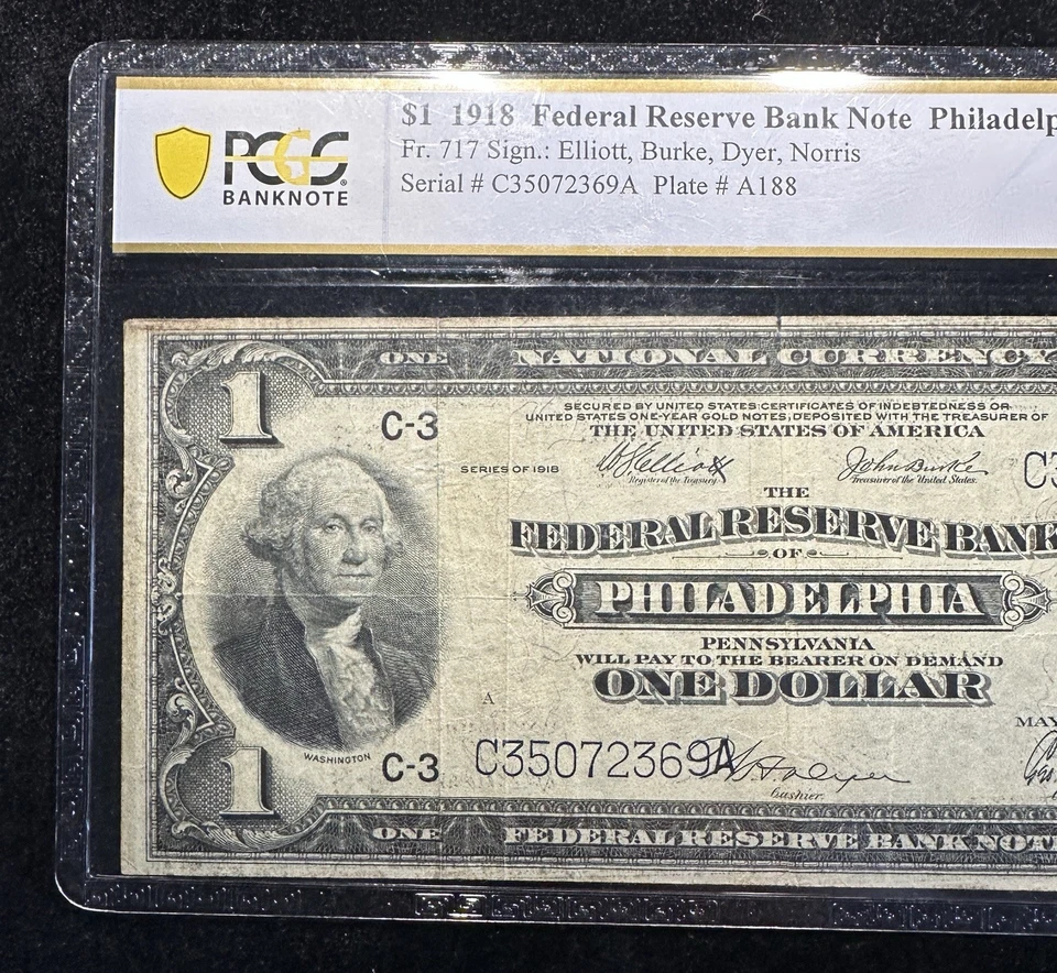 1918 Federal Reserve Note (Fr#717) - $1 PCGS VF25 - Philadelphia - No Comments - Image 3 of 4