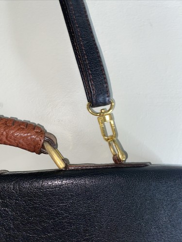De Colección Esquire Bolso de Cuero Negro Herrajes Dorados Maletín de Hombro Muy R - Imagen 5 de 18