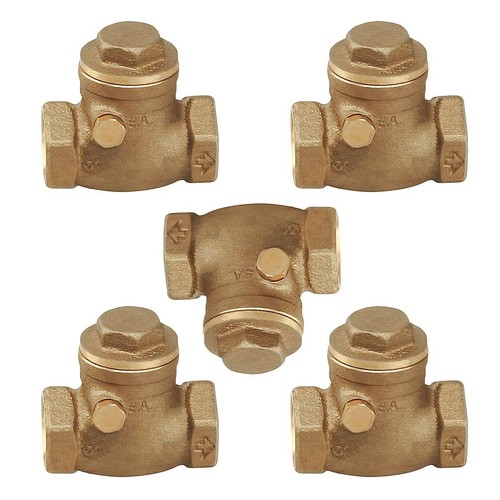5 Pack Lead-Free Swing Check Valve, 1/2 in. FIP, Backflow Prevention, Cast Brass