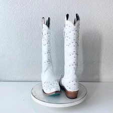 Lane CALYPSO Womens Cowboy Boots 7.5 White Western Cowgirl Mid Calf Pointed Toe