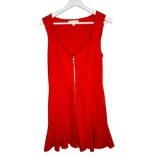 Erin Fetherston  Zip Front Fit & Flare Coral Sleeveless V Neck Dress Size 8