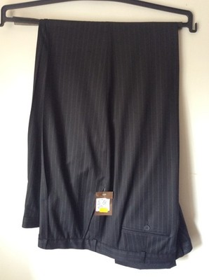 Gino Bellini Herren schwarz Doppel Nadelstreifen Anzughose 50'' Taille 31'' Bein
