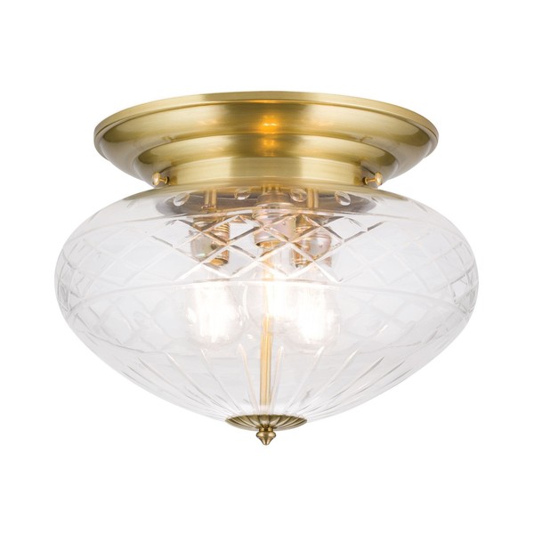 Deckenleuchte Messing Massiv Glas D: 40 Cm Rund In Bronze E27 3-Flammig-image