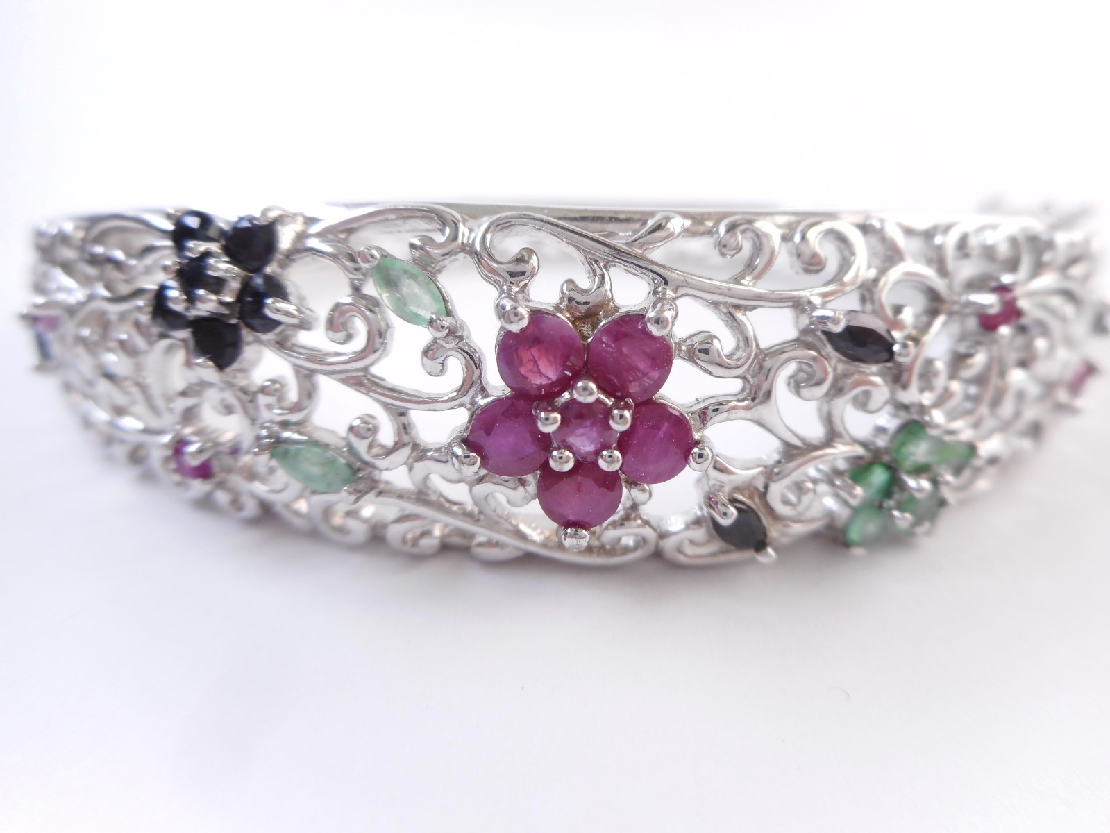 Ross Simons Sterling Silver Flower Ruby Emerald S… - image 2