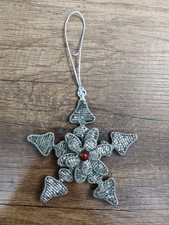 Metal Beaded Snowflake Christmas Tree Ornament B18