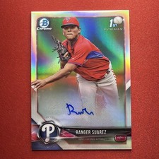 Ranger Suarez ON CARD AUTO-2018 (1st) Bowman Chrome Refractor/499-Boston Red Sox