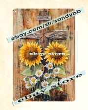 Wooden door metal sign sunflowers country charm country florals