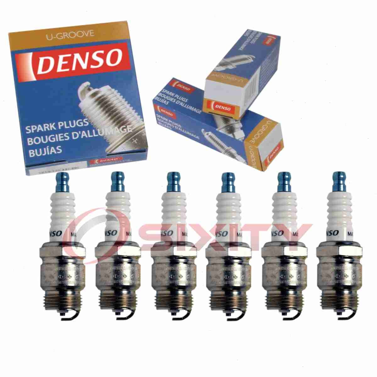 6 pc Denso Standard U-Groove Spark Plugs for 1955-1956 Ford Mainline 3.6L L6 bg