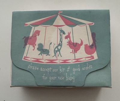 Johnson & Johnson Vintage Baby Gift Set Oil Lotion Powder Q-tips 1950 s/1960 s