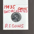 1943 S  CHOICE  UNC   LINCOLN CENT  ~CHC BRILLIANT UNC~  RS COINS #99L FREE SHIP
