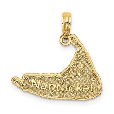 14k Gelbgold NANTUCKET Karte Charm Anhänger Geschenk für Frauen