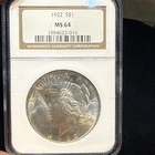 Vintage Antique 1922 NGC MS64 Peace Dollar 90% Silver nice features L@@K