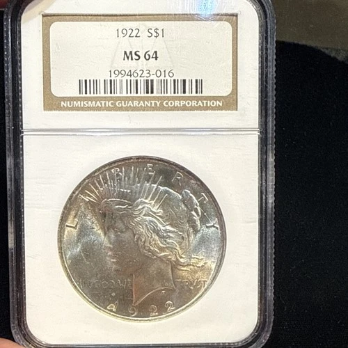 Vintage Antique 1922 NGC MS64 Peace Dollar 90% Silver nice features L@@K
