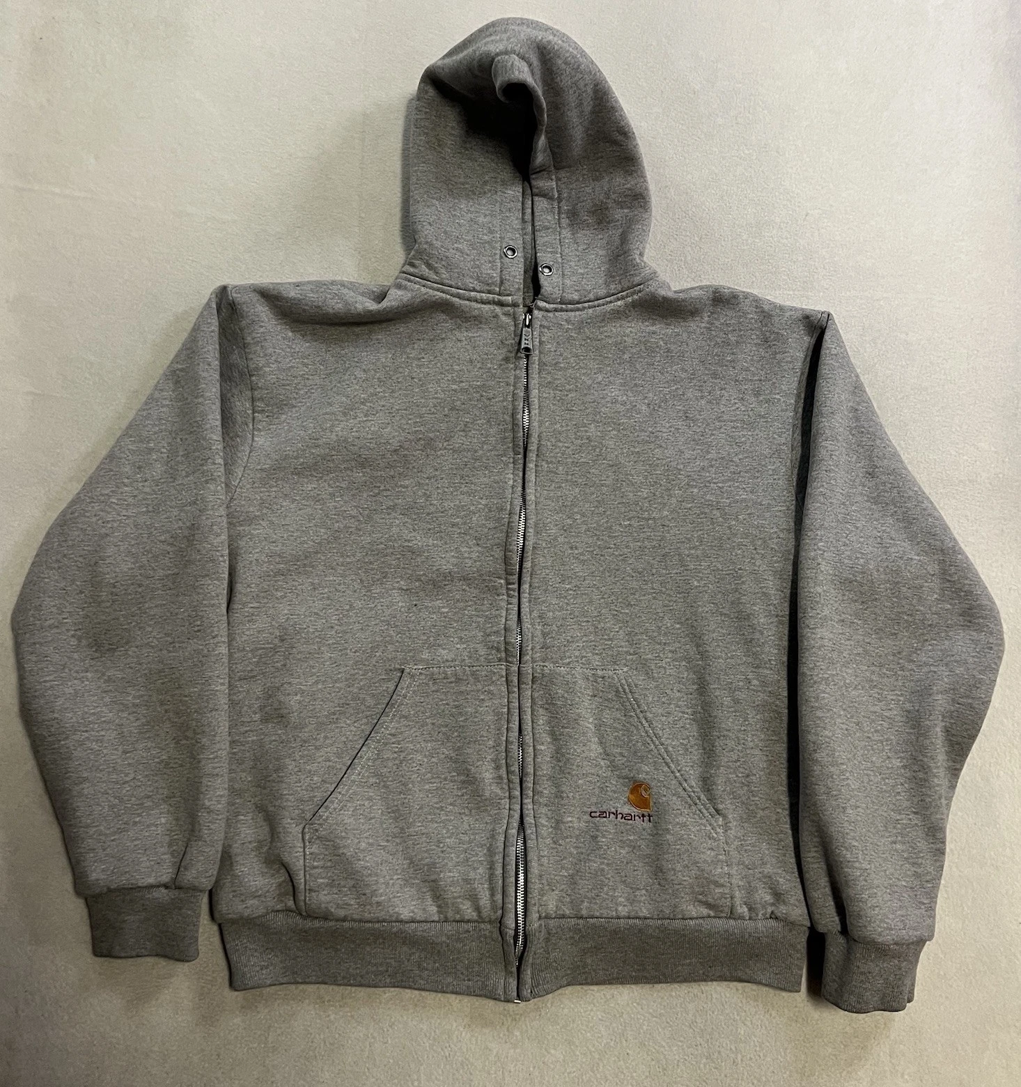Vintage Carhartt Hoodie Men’s Size 2XL Gray Full Zip Thermal Lined Jacket