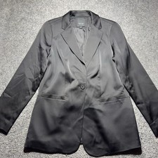 Vera Wang Simply Vera Black One Button Lined Long Sleeve Blazer Sz S