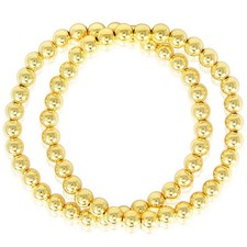 Stainless Steel Gold Silver Beaded Ball Bracelets for Women Stretchable Elastic