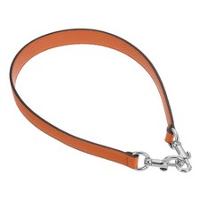 25.59 Inch PU Leather Short Bag Strap with Clasp, Orange, Silver Buckle