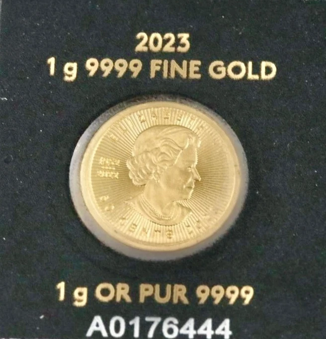 RARO 2023 Canadá 1g 24K .9999 Oro Hoja de Arce 50c Sellado RCM BU Queen #A0176444 Foto 2 de 4