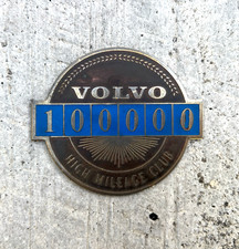 Vintage Volvo High Mileage Club Grille Badge 100,000 Miles 100K Brass Enamel IPD