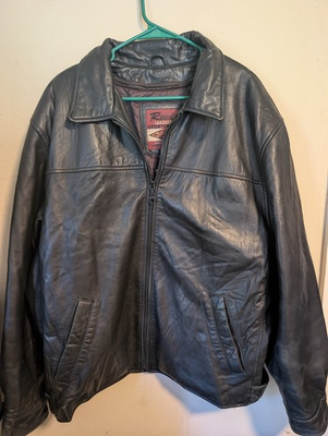 #ad REED Sportswear Thinsulate Zip In Lined Black Leather Size 46 Jacket Moto Bomber $60.00