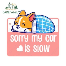 EARLFAMILY Dog Sorry My Car Is Slow Car Stickers Rearview Mirror Bumper Decals