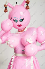 Latex Gummi inflated cosplay maid Outfits dress hood apron customized .4mm 1450