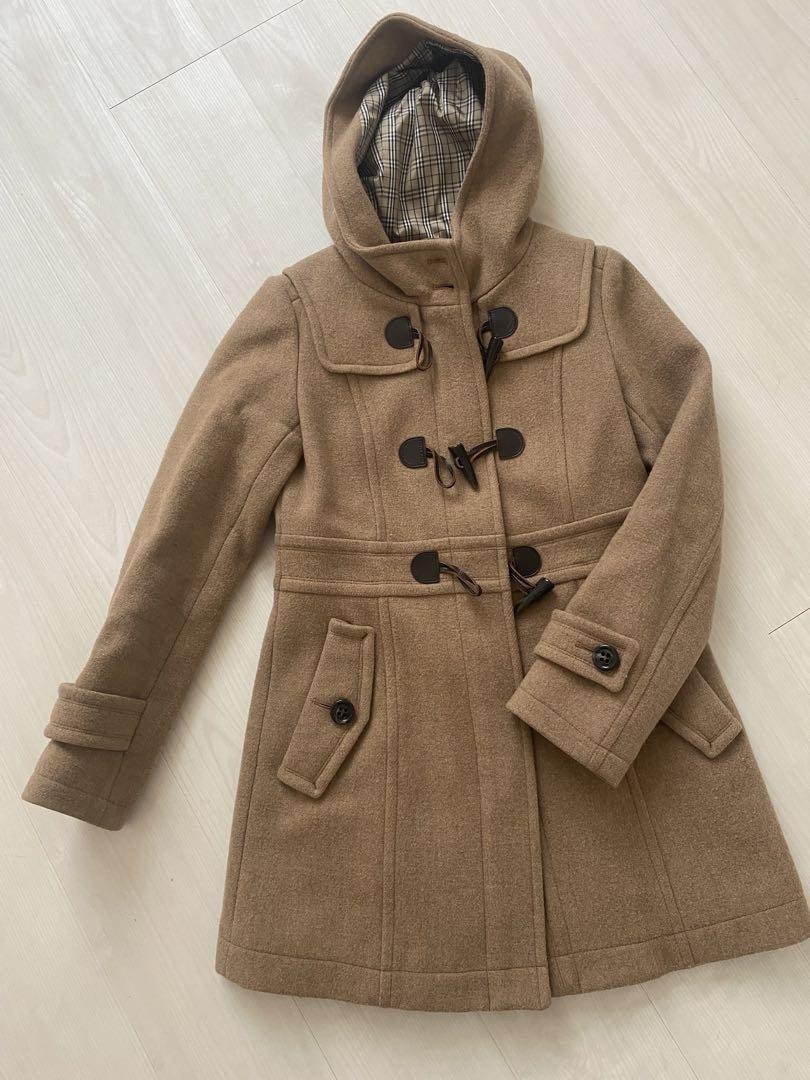 Burberry Hooded Beige Wool Coat