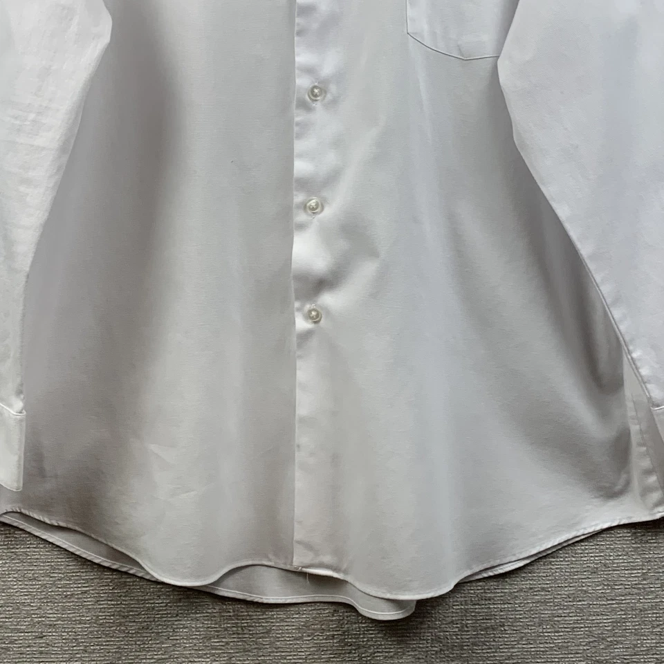 Van Heusen Shirt Mens XL 17.5 32/33 White Flex Regular Fit Stretch Button Up Dad - Image 3 of 4