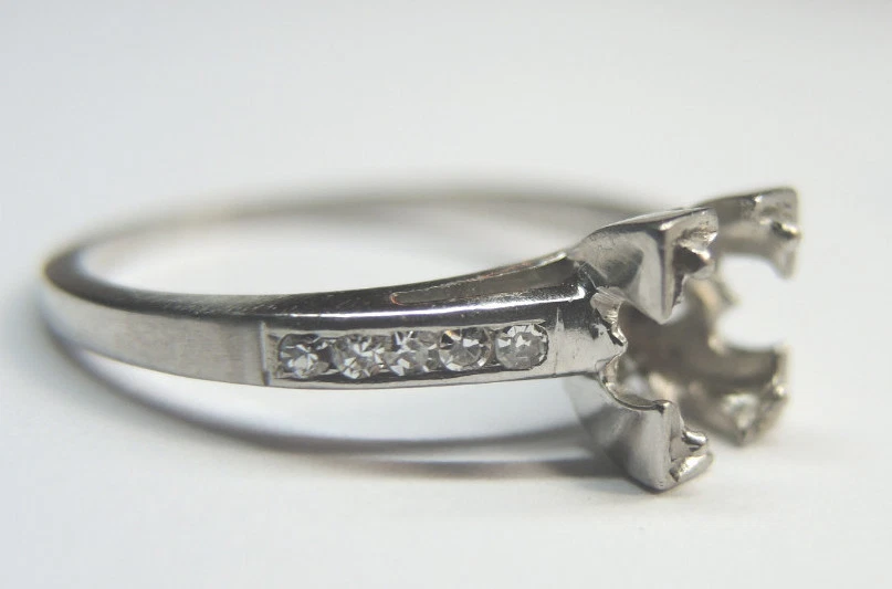 Antique Art Deco Vintage Setting Mounting Mount Platinum Hold 5.5MM Ring Sz 5.75 - Image 4 of 4