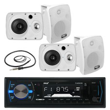 4 Marine 6.5" 800w Box Speakers, Pyle Bluetooth Am Fm Usb Radio, Marine Antenna