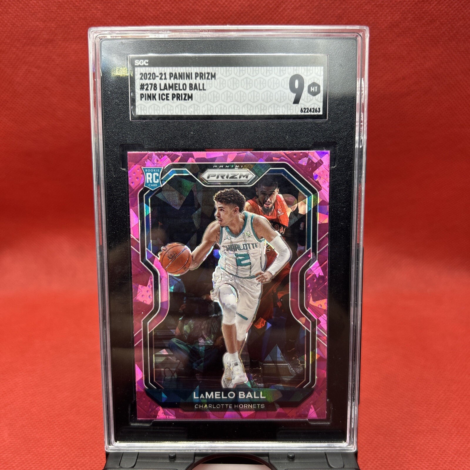 2020-21 LAMELO BALL PANINI PRIZM BASKETBALL PINK CRACKED ICE #278 SGC 9