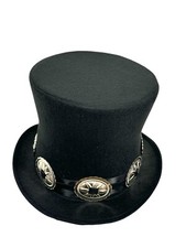 ROCK STAR PLAIN TOP HAT CONCHO LEATHER BAND VICTORIAN MAD HATTER USA MADE