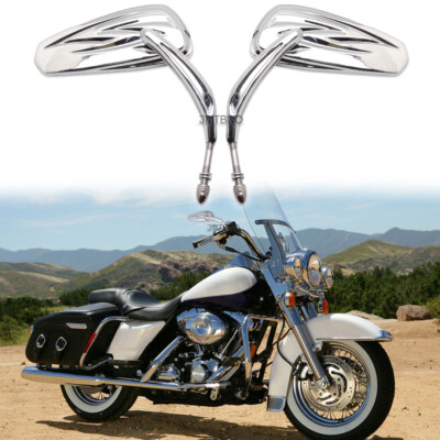 Chrome Rear View Side Mirrors – Fits Harley Touring, Road King, Street Glide, Electra Glide (TAOUS71)