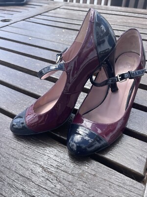 Boden Shoes Size Burgundy/Black Patent Leather Pointed Toe