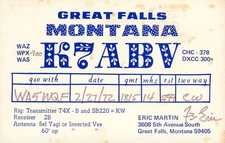 1972 QSL Card K7ABV to WA5WQF Great Falls Montana USA #469