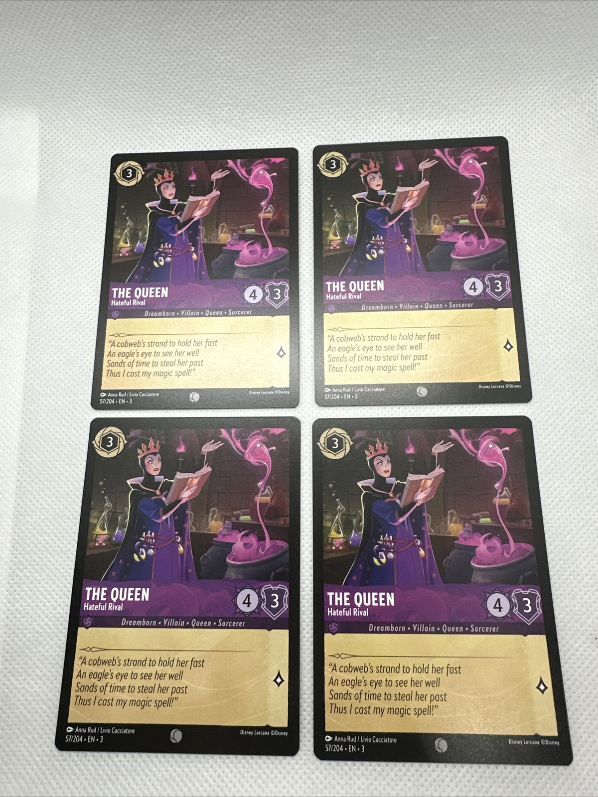 x4 Disney Lorcana Inklands - The Queen - Hateful Rival - 57/204 - M/NM x4