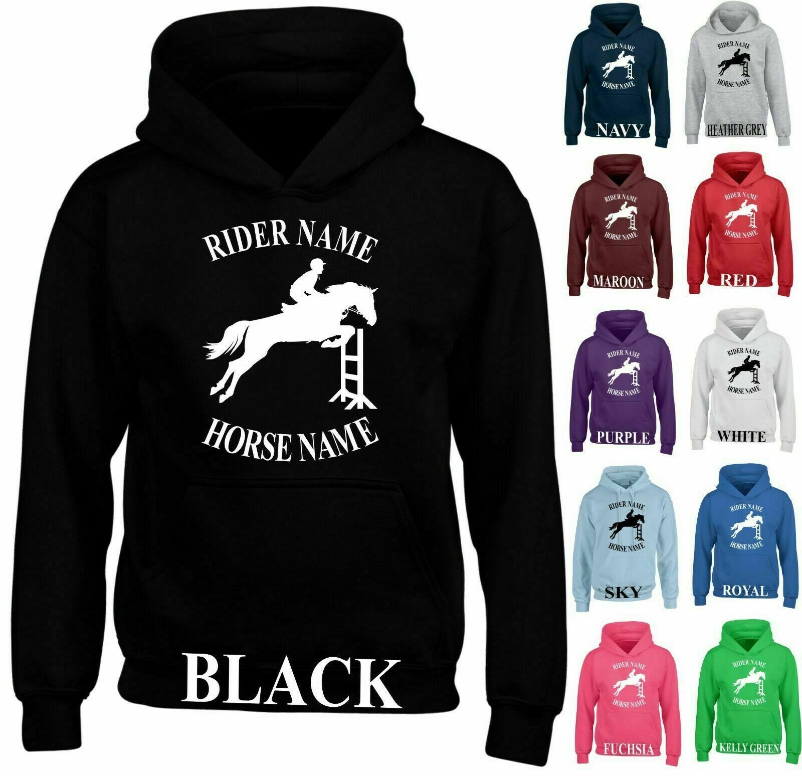 Felpa con cappuccio personalizzata salto cavalli pony pannocchia equestre pullover felpa con cappuccio