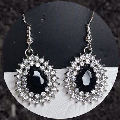 Paparazzi Star Crossed Starlet Black Gem Teardrop White