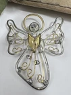 Vintage Christmas Angel Brooch Pin Costume Jewelry Silver & Gold Tone ⭐️