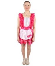 Women s Naught French Maid Dress Costume Uniform Costumes Pink HC-1226