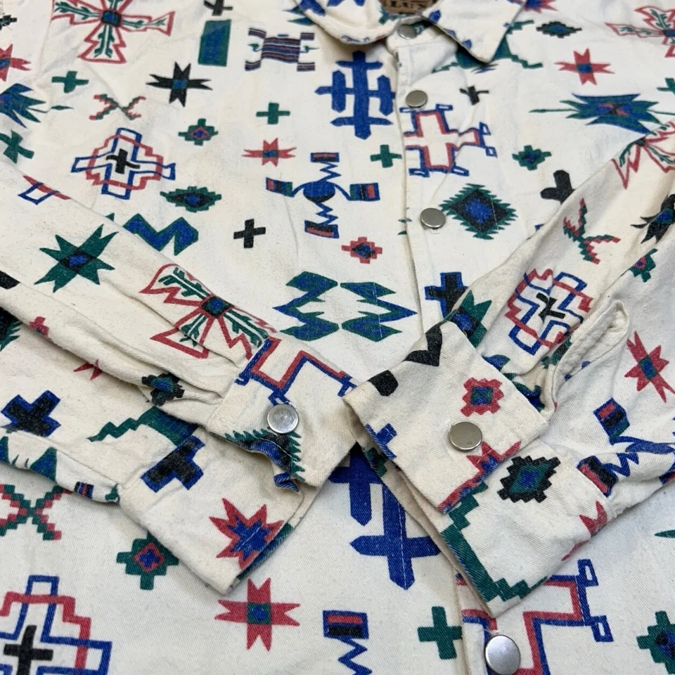 VINTAGE Rancho Deluxe Native American Navajo Aztec Shirt Mens Sz XL - Image 3 of 4