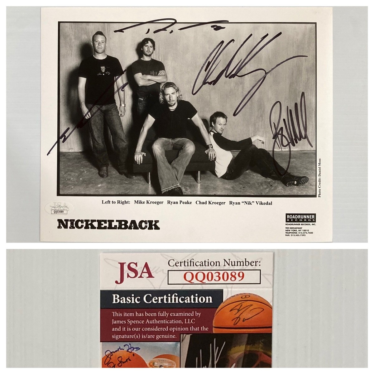 Nickelback Signed By All 4 Members - Autograph 8x10 B&W Photo