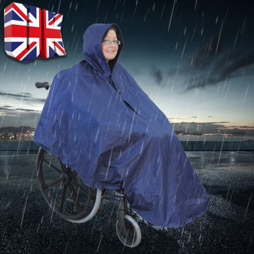 Wheelchair Waterproof Poncho Rain Cover With Hood Disability Aid Rain Mac Coat Q - Picture 11 of 11