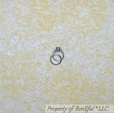 BonEful Fabric Cotton Quilt Yellow White Silver Metallic Lemon Easter Baby SCRAP