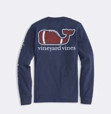 NWT Vineyard Vines Boys Blue Long Sleeve Football Whale- Size L