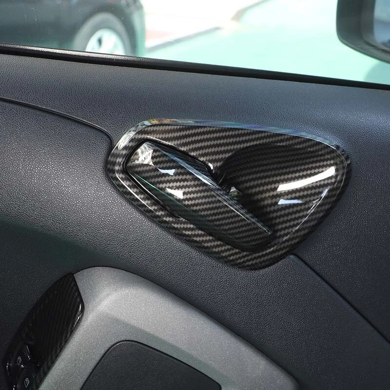 Compatível com 2011-2014 Smart Fortwo 451 tampa de acabamento de maçaneta de porta interior ABS fibra de carbono - Imagem 2 de 4