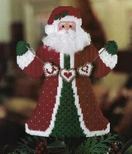 HEARTWARMING SANTAS TREETOP & TABLETOP DOLLS PLASTIC CANVAS PATTERN INSTRUCTIONS