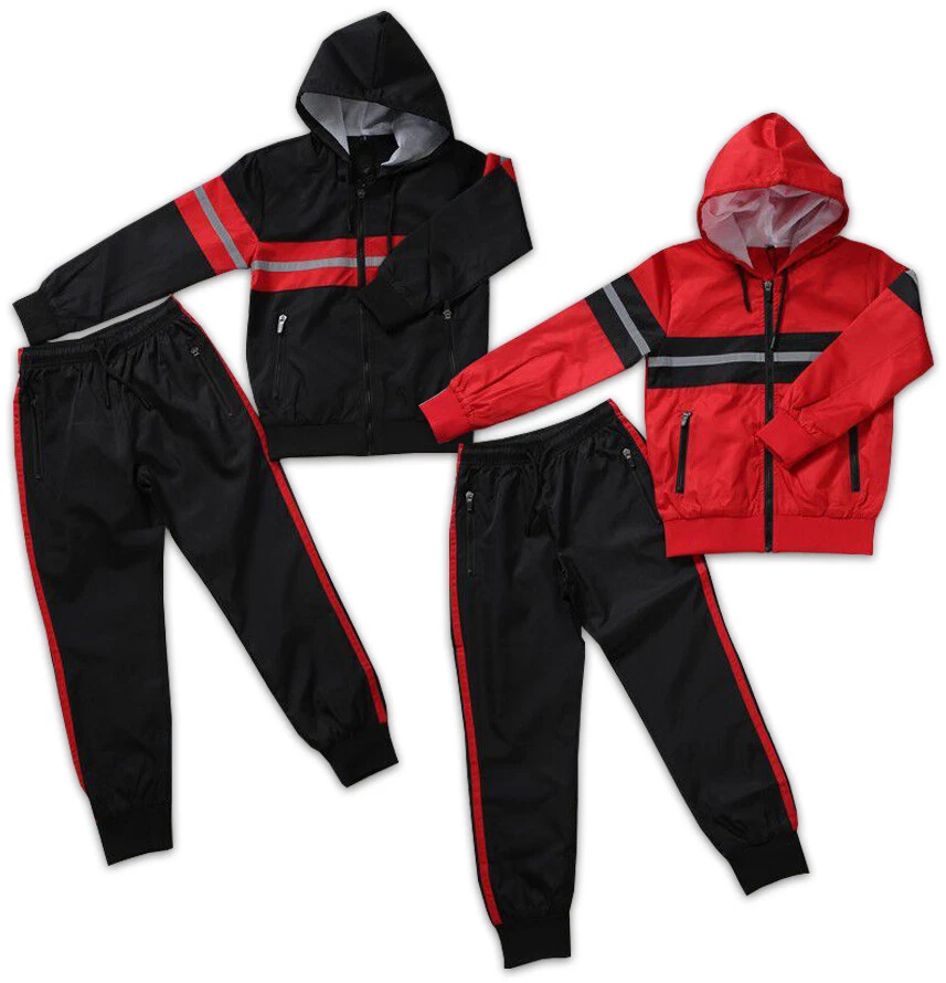Boys Tracksuit New Kids Rib Style Hooded Jogging Bottoms And Hoodie 2 CLRS