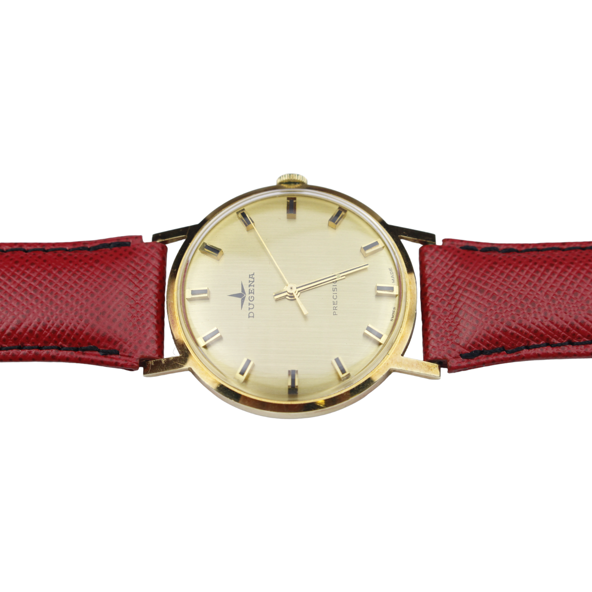 DUGENA PRECISION Damen Armbanduhr Gehäuse 585/14k Gold mit Lederarmband