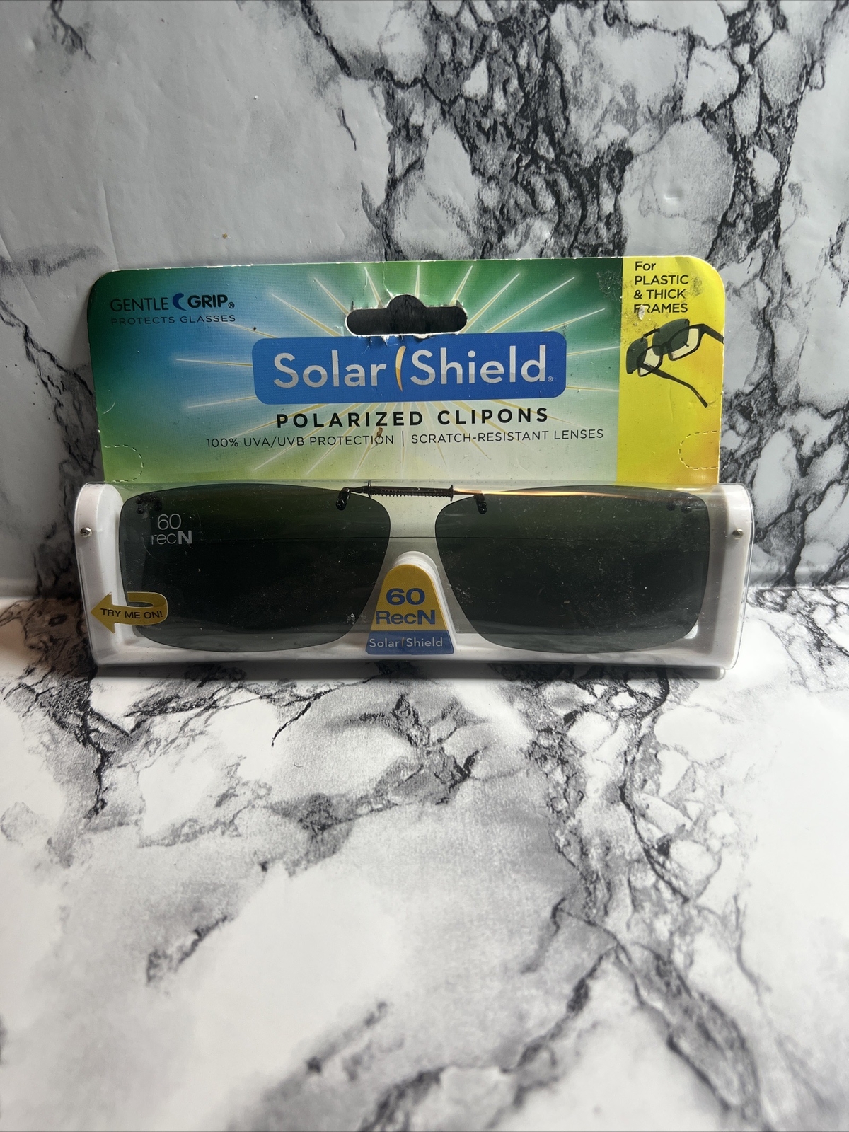 A Pair Solar Shield Polarized Clip On Sunglasses 60 RecN Full Frame Gray Lens